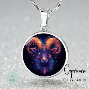 Celestial Capricorn Zodiac Necklace, Engrave Astrology Pendant, Personalized Jewelry for Capricorn Lovers, Capricorn Birthday Gift for Women