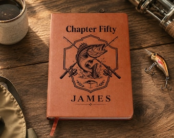 Personalized Fishing Journal, Chapter Fifty, Custom Name Notebook, 50th Birthday Gift