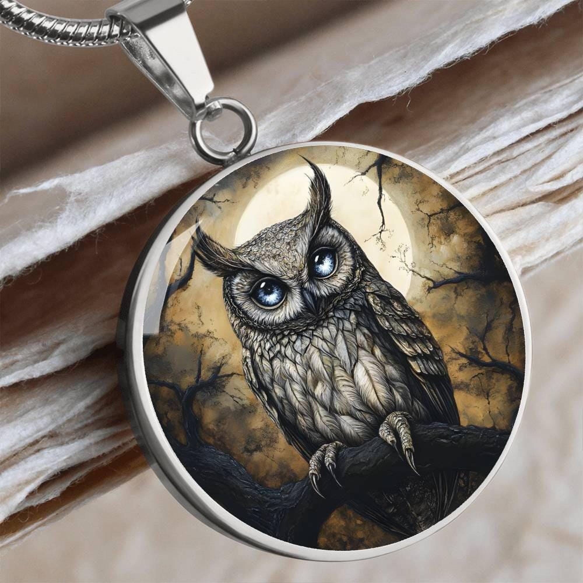 Owl Pendant Necklace: Gothic Witch Jewelry, Surgical Steel