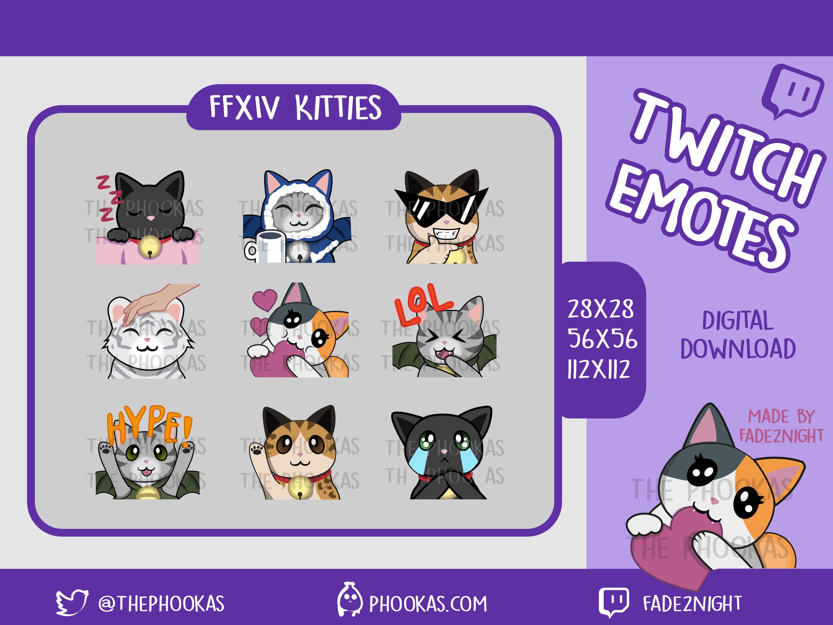 FFXIV Cats Emotes Pack Emoji for Twitch and Discord Etsy Denmark