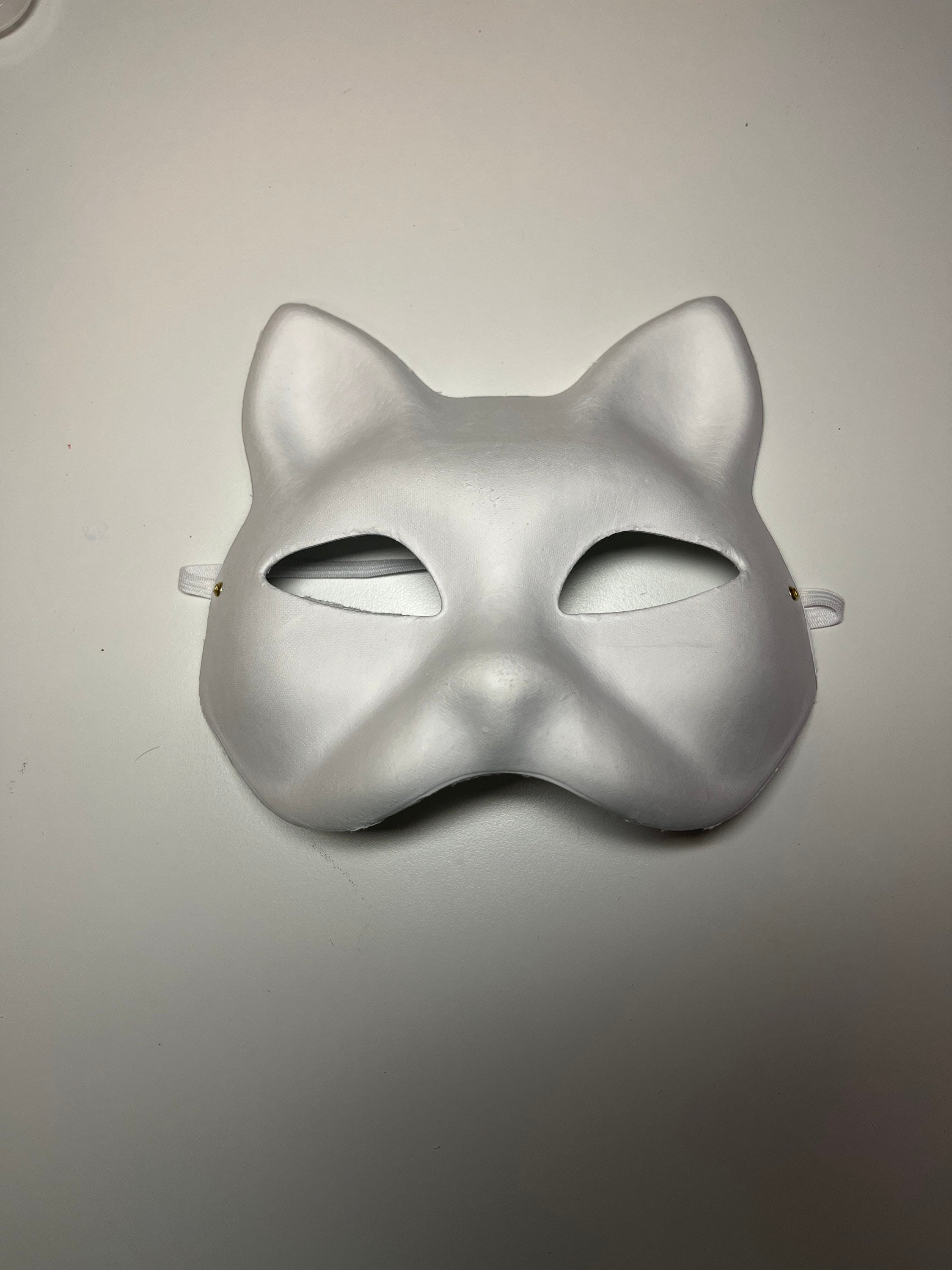 SAFIGLE Therian Mask Fox Cat Therian Mask for Kids Adults White Blank Fox  Mask Hand Painted Animal Face Mask Halloween Mask DIY Mask Animal Party