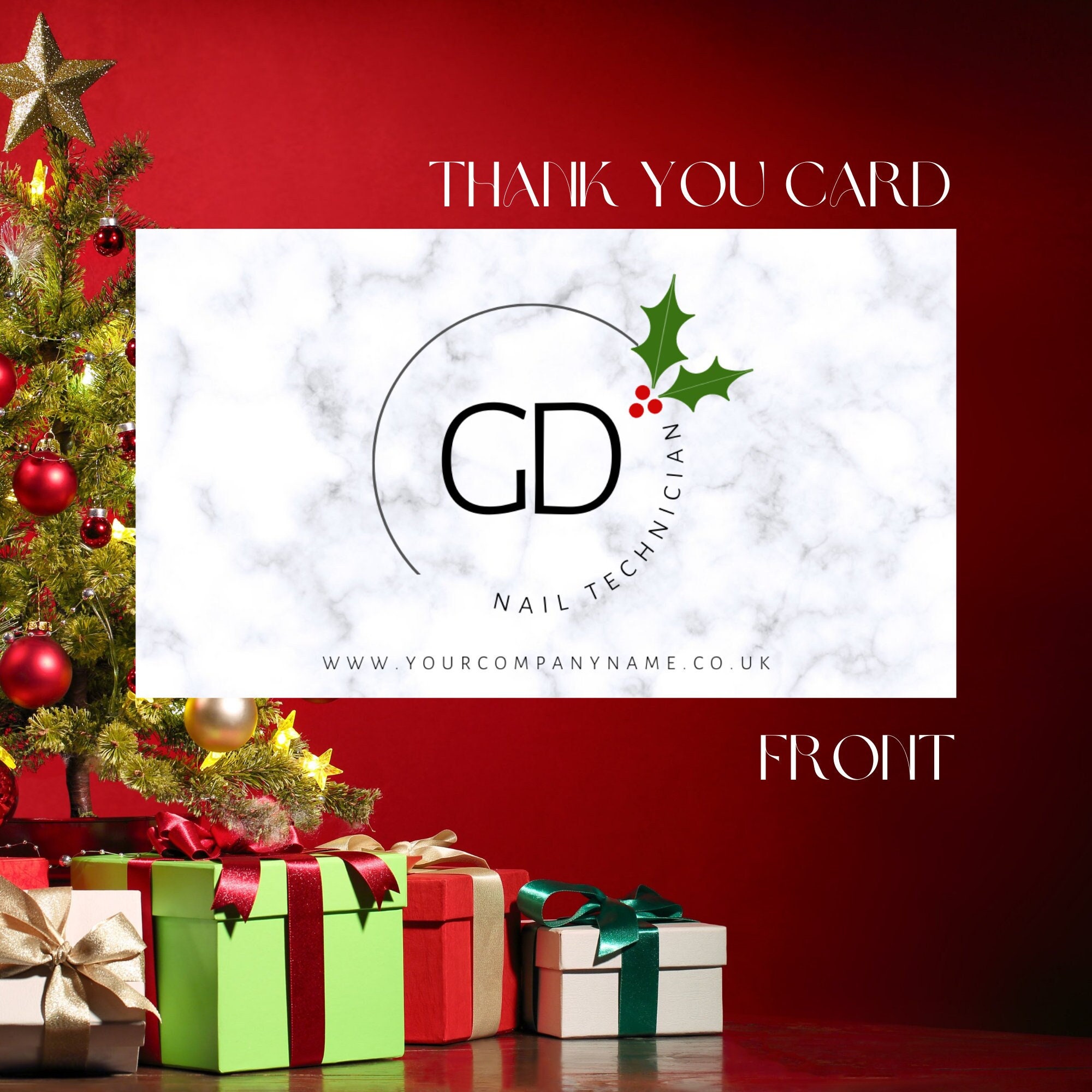 Christmas Themed Business Thank You Card Template DIGITAL | Etsy UK