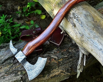 Tomahawk in acciaio di Damasco, ascia da caccia, ascia da campeggio, fatta a mano, regalo perfetto per lui, regalo per papà