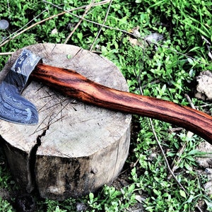 Damascus Steel Tomahawk, Hatchet Axe Hunting Camping Axe Handmade Perfect Gift for Him, Gift for Dad