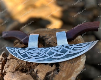 Ręcznie kuty nóż do pizzy Viking, brodaty nóż kempingowy Viking, nóż kuchenny do pizzy, topór do pizzy, krajalnica do pizzy, spersonalizowany prezent dla miłośnika pizzy