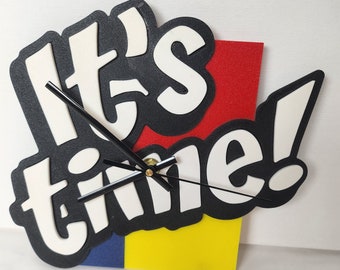 Horloge murale design inspiration Piet Mondrian imprimée en 3D