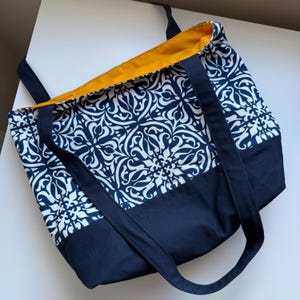 Michigan Maize & Blue Canvas Tote Bag: Handmade Lined Shopper