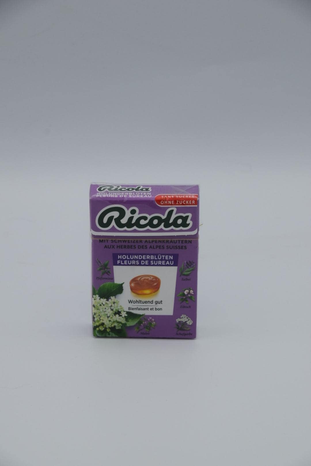 Ricola elderflower sweets with no added sugar - Swiss specialties, soothing, alpine herbs, natural gift for food lovers, gluten-free