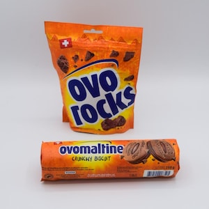 Ovomaltine Rocks with Crunchy Biscuit duo pack chocolate, snack Switzerland, Swiss specialty gift, snacking sweets biscuits Ovo