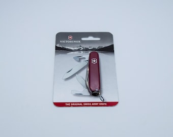 Navaja de bolsillo Victorinox, calidad suiza, bolsa de camping pequeña para regalo, 10 funciones, multiherramienta de regalo.