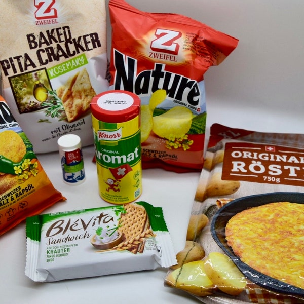 Fresspaket schweizer Spezialitäten salzig, Snacks Naschbox, aus der Schweiz Chips Zweifel, Rösti Küche Vorrat, Geschenk für Essliebhaber