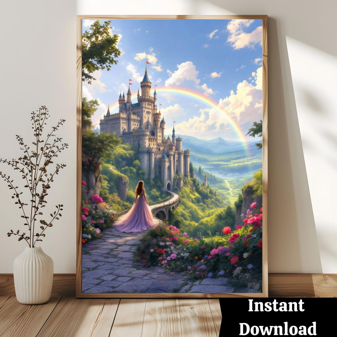 Fairytale Princess Castle Printable Wall Art, Princess Wall Decor ...