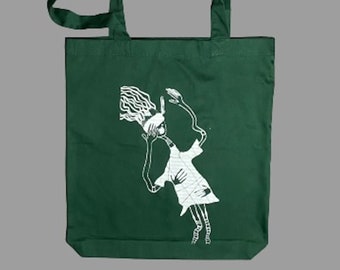 Feminist Tote Bag: Green Screen Printed Cotton Bag