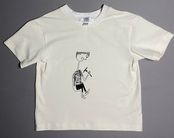 Organic cotton T-shirt MILK WHITE color with print
