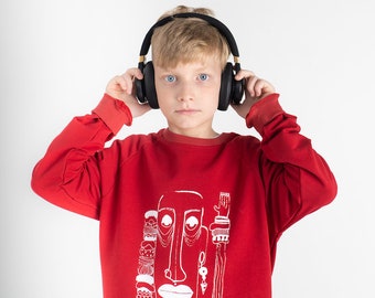 Organic cotton sweatshirt with print in dark blue eco friendly
