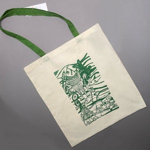 Printed Tote bag - Reusable fabric bag - Cotton large bag - Canvas Totebag - Handmade bag - Shoulder Bag - Fabric Cute Bag - Vacation bag