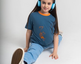Organic cotton T-shirt KIDS, blue color screen printed