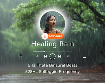 リラックスできる雨、シータ脳波バイノーラルビート | 528 Hz ヒーリング周波数 | 瞑想音楽 | すぐにダウンロード