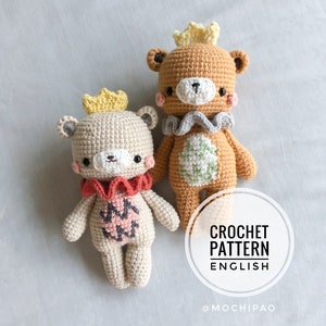 Daro the Prince Bear - Digital Amigurumi Crochet Pattern for Beginners - English