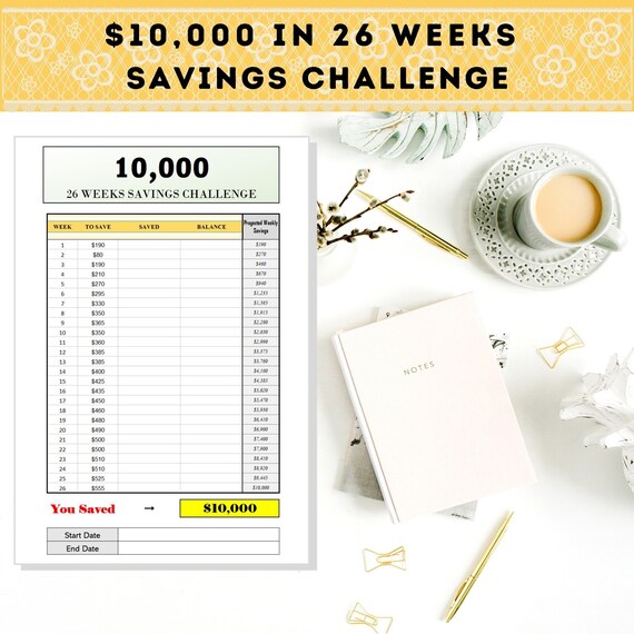 Save 10000 Dollar's in 26 Weeks 10K Money Savings - Etsy