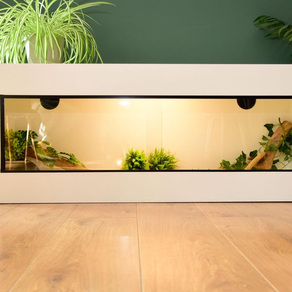 4ft Modern White Reptile Vivarium - LED Light Included