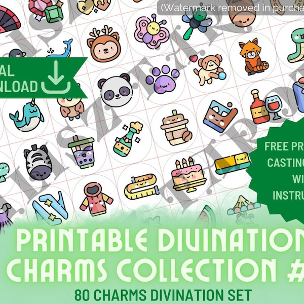 Printable Charm Divination Fortune Telling Collection 1 - casting sheet personal charm reading oracle runes download PDF digital instant