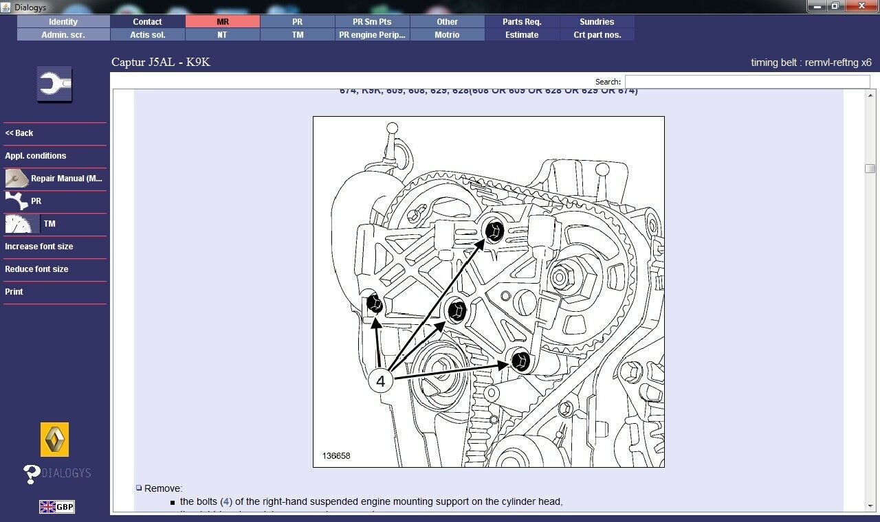 Renault Dialogys 4.90 Guide technique Base de données des réparations ...