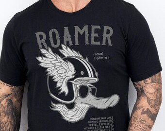 Roamer Motorrad-T-Shirt, Duck Biker Helm Design