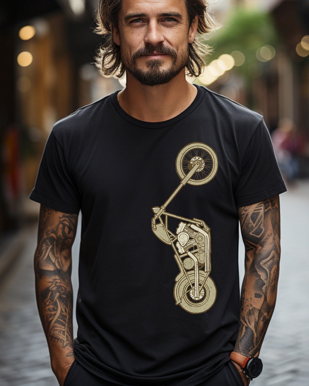 Biker T-Shirt Bobber Custom Garage Chopper Classic Motocicletta - Foto 7