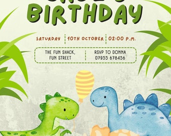 Personalized Dinosaur Party Invitation Digital Printable Download