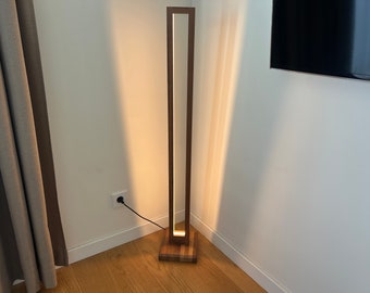 Walnut floor lamp, Modern Wood Floor Lamp, Wooden Dark Floor Lamp