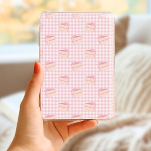 Inserto imprimible para Kindle con estampado de cuadros rosas, lector electrónico de dulces, postres en tonos pastel, Kindle Paperwhite, Colorsoft, básico, decoración coqueta