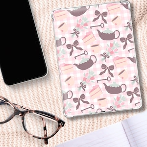 Pink Gingham Tea Party Kindle Insert, Sweet Treats Wallpaper, Girly Reader, Kindle Paperwhite, Colorsoft, Basic, Afternoon Tea Aesthetic