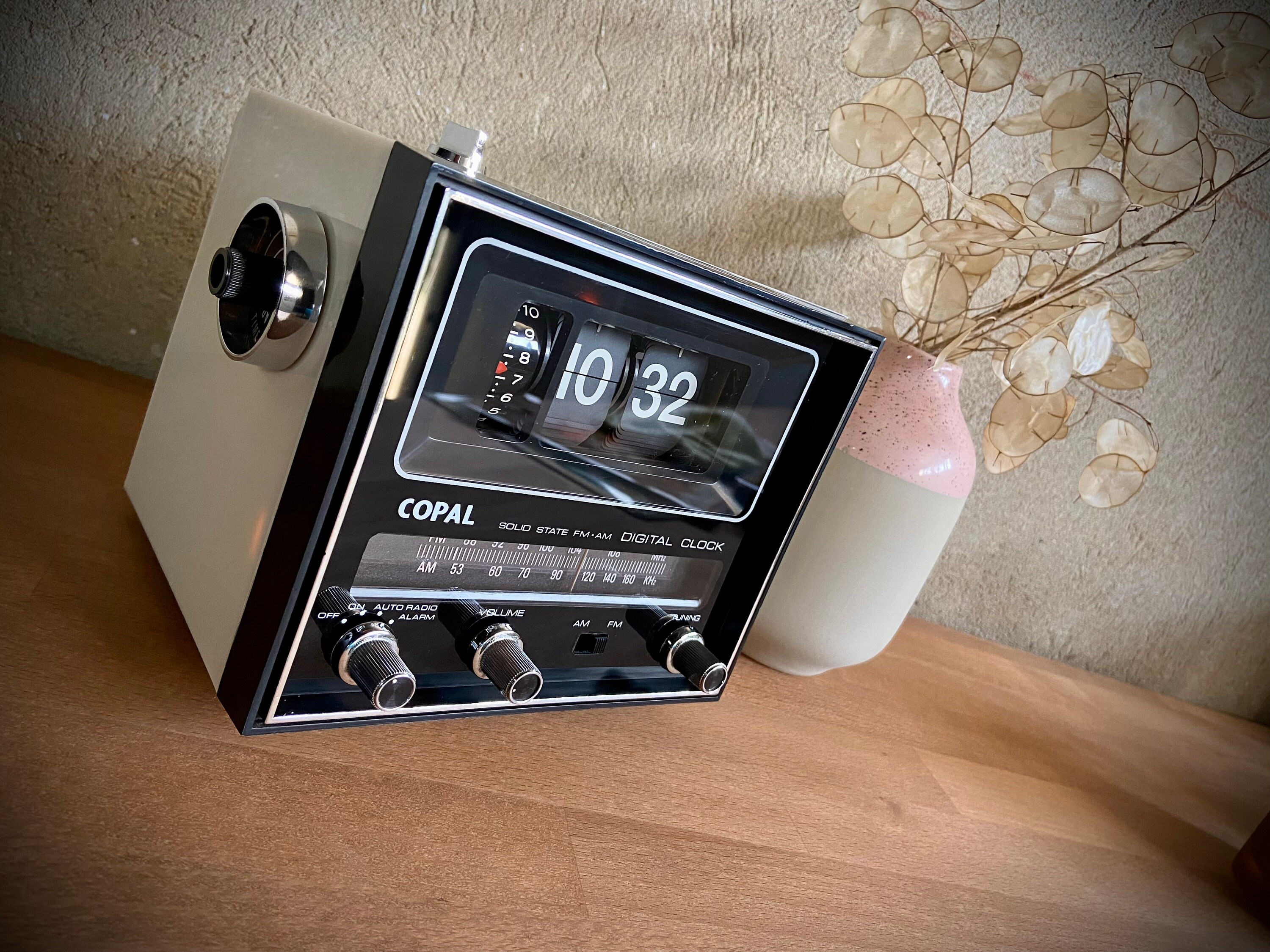 Magnifique Radio-Réveil Copal à Lamelles | 1970 Très Rare Entièrement Restauré Flipclock Version Ue