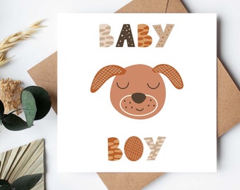 New Baby luxury card, cute boho animal design - New Baby Boy Card - New Baby Girl Card - New Baby - Cute baby - Hello baby - highland cow
