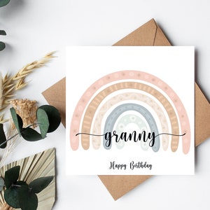 Carte de voeux de luxe arc-en-ciel personnalisée joyeux anniversaire grand-mère grand-mère - carte pour grand-mère, anniversaire de grand-mère, carte personnalisée