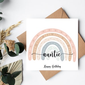 Carte de voeux de luxe personnalisée joyeux anniversaire tante arc-en-ciel - carte pour tante, anniversaire de tante, carte personnalisée, mise à niveau de bonbons boîte aux lettres
