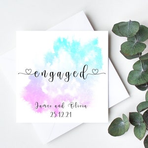 Engagement Card personalised name date classic splash design