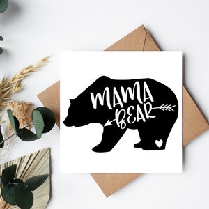 Carte de luxe Mama Bear et mug imprimé - cadeau de fête des mères, maman qui travaille, cadeau de grossesse, cadeau de naissance, amitié, cadeau d'anniversaire de maman