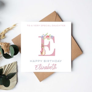 Carte d'anniversaire de luxe personnalisée - Pierre Lapin - Fille - Nièce - Belle-fille - Petite-fille - Sœur
