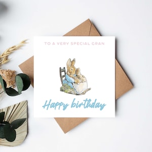 Cartão de aniversário de luxo - Peter Rabbit - Nan - Nanny - Nana - Nanna - Gran - Grandma - Grandma