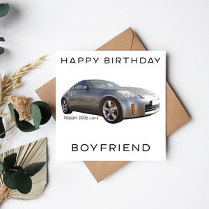 Personalisierte Luxus Geburtstagskarte - Sportwagen - issan 350Z - Papa - Onkel - Freund - Bruder - Cousin - männlicher Geburtstag