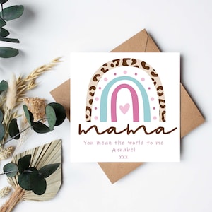 Carte de luxe personnalisée arc-en-ciel pour maman - fête des mères, grossesse, nouveau-né, amitié, anniversaire, maman, maman, maman