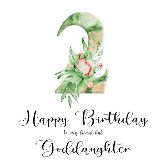Happy 2nd Birthday Goddaughter Decorative Number Luxury Card Etsy Happy 2nd Birthday Goddaughter Decorative Number Luxury Card Etsy