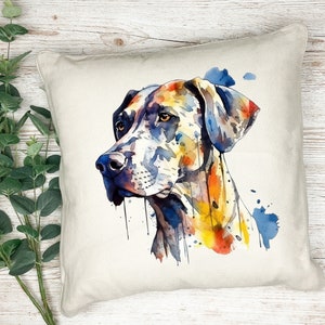 Precioso cojín con estampado de perro en acuarela - arcoíris - Labrador, Husky, Pastor alemán - almohada - regalo - cojín estampado - cojín decorativo