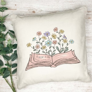 Cojín estampado "Amante de los libros" - Un libro al día aleja la realidad - almohada - regalo - cojín estampado - cojín decorativo