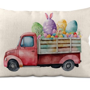 Cojín de camión de huevos de Pascua - inspiración vintage - decoración de Pascua - almohada - regalo - cojín estampado - cojín decorativo