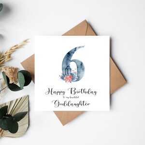 Happy 6th Birthday PERSONALISED decorative number luxury card Niece, Stepdaughter, Daughter, Granddaughter, Goddaughter Goddaughter