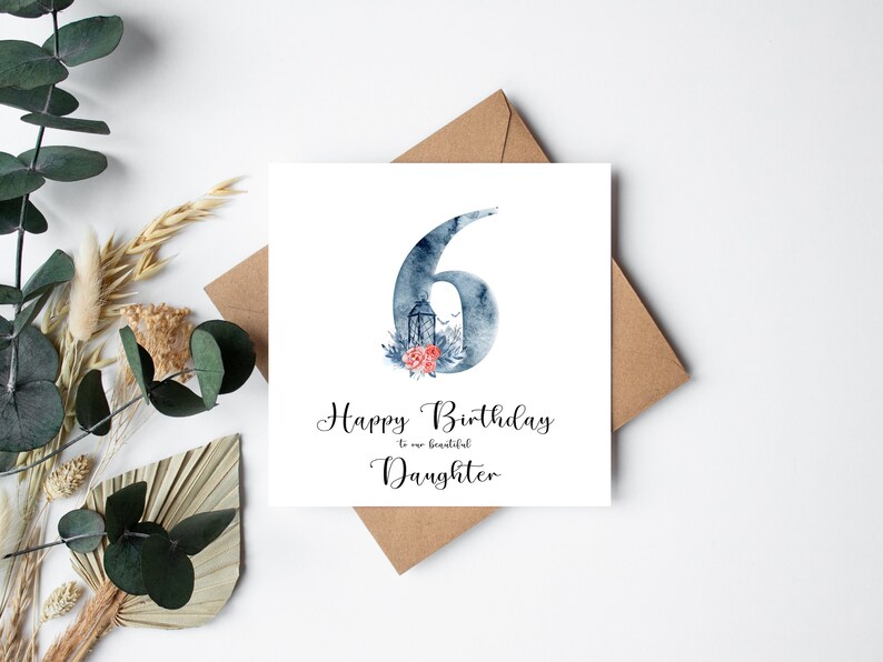 Happy 6th Birthday PERSONALISED decorative number luxury card Niece, Stepdaughter, Daughter, Granddaughter, Goddaughter Daughter