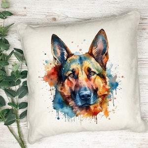 Precioso cojín con estampado de perro en acuarela - arcoíris - Labrador, Husky, Pastor alemán - almohada - regalo - cojín estampado - cojín decorativo